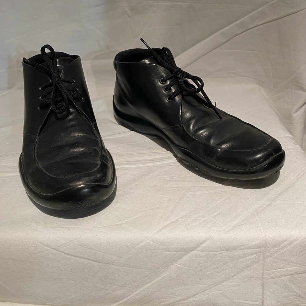 Prada Black Leather Chukka Oxfords